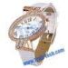 Leather Band Watch with Diamond Quartz Watch
