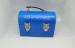 Fashion Blue Rectangle Lunch Tin Box / Cans With Half Round Lid