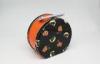 Portable Irregular Small Decorative Tin Lunch Box Orange And Black