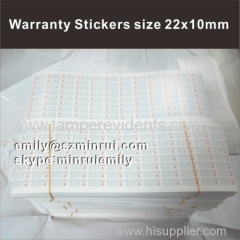 Custom 22x10mm Self Destructive Stickers for Paper Warranty Stickers