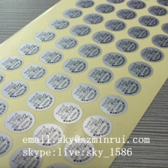 Matt Silver Custom Print Cosmetic Security Labels Seals Small Self Adhesive PET Label