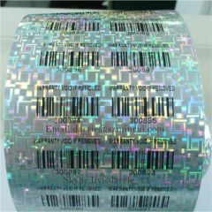 Custom one time use destructible hologram bar code warranty sticker