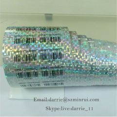 Custom one time use destructible hologram bar code warranty sticker