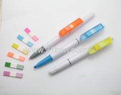 post it highlighter and ball pen with memo sticker