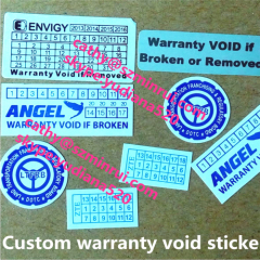 Custom self adhesive brittle warranty paper sticker