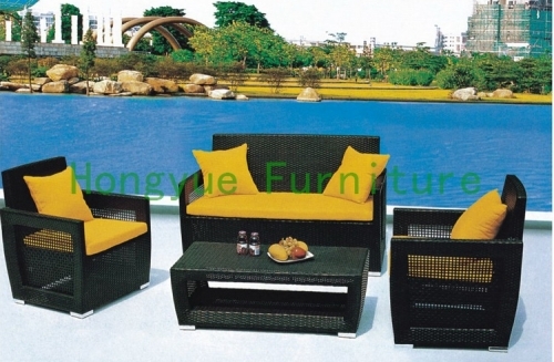 China rattan garden sofa set furniture with colorful cushions supplier
