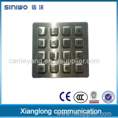 Matrix 4X4 layout Waterproof IP65 Metal Keypad/backlit keypads for Industrial Application Door Access