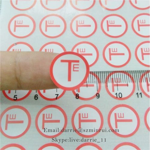 Small round red diameter 15mm tamper evident proof seal destructible label for free custom