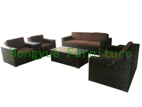 Rattan wicker sofa set furniture in brown color