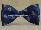 Funky Handmade Flag 100% Mulberry Silk Bow Ties Navy Blue For Mens