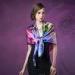 Square Neck Soie Silk Foulard Purple Silk Scarves With Fringe