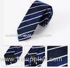 Fashion Patterned Polka Dot Handmade Silk Ties Black / Blue For Wedding
