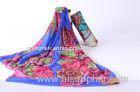 Colorful Flower Neck 100% Cashmere Pashmina Scarf With Hand Hem