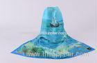 OEM / ODM Blue Mulberry Silk Foulard Digital Printing Silk Scarves