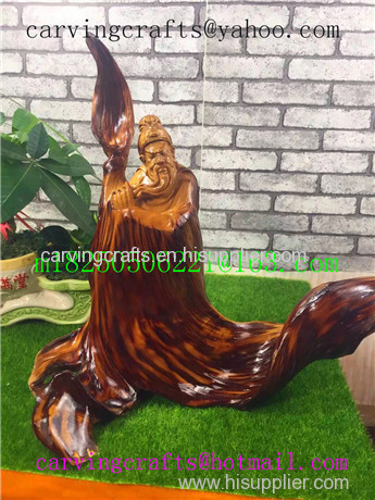 Chinese Clasical figure sculpture wooden root handmade carved crafts- cypress-3