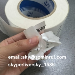 Custom White A4 Size Ultra Destructible Label Materials Sheet Tamper Proof Sticker Paper