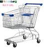 Four Wheel Wire Supermarket Shopping Trolley Zinc Plated 125L / Metal Shopping Carts