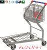 2 Tier Folding Warehouse Factory Cargo Trolley With 4 Swivel 5 Inch PU Wheels