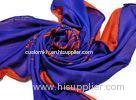 Blue And Red Modal / Wool Screen Printing Scarves With Fringe ISO4001 / SGS