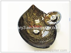 top grade art glass handpainted basin