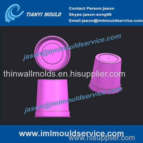 1000ml two cavities thin walled IML dry fruits containers mould/ hot runner system thinwall food bucket mould