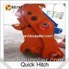 Excavator hydraulic quick hitch coupler with safety pin