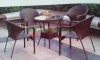 Brown color wicker rattan table chair set solutions