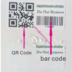 Custom Self Adhesive Destructible Security Labels with bar code