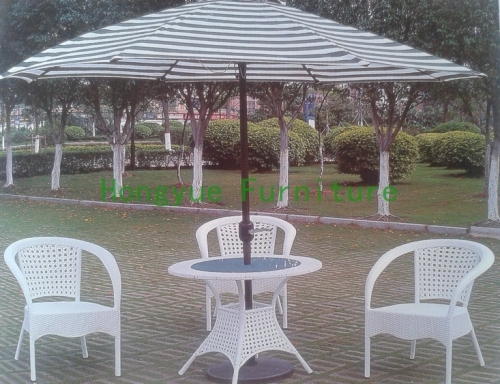 White pe rattan chair table set from china factory