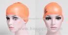 Light Weight Orange University Silicone Swim Caps For Large Heads / Dreadlocks