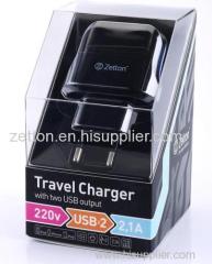 Travel Charger 2.1A with two USB output