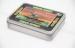 Rectangular Candy Tin Box With Hinged Lids Jurassic Dinosaurs Covered