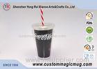 Large Tea / Coffee Double Wall Party Plastic Cups With Lids And Straws