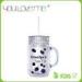 new design top grade double wall plastic mason jar mug with handle