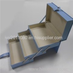 Blue Collapsible Leather Cosmetic Box