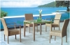 Yellow color rattan table chairs wicker table and chair