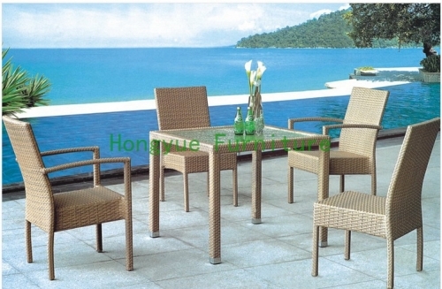 Yellow color rattan table chairs wicker table and chair