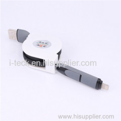 i-Teck retractable 2in1 Micro USB adapter Flat cable+MFI USB cable
