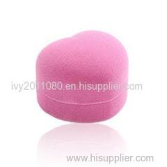 Pink Heart Shape Flocking Ring Box