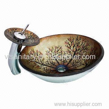 top grade art glass handpainted basin