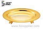 Oval Shape Gold Plated Chinese Tableware Dish Plate / Tray With Stands