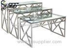 Golden Silver Colors Metal Serving Buffet Table With Glass For Displaying Buffet Food