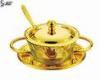 Gold Plated Tableware Shark fin Soup Bowl / Holder With Spoon for Buffet Wedding