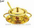 Gold Plated Tableware Shark fin Soup Bowl / Holder With Spoon for Buffet Wedding