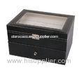 Black PU Watch Holder Box 2 Drawers Present Strorage 282016.5 cm