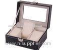 Mirrored Watch Storage Case For 3 Watches Exquisite Proper Convenient Buckle