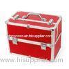 Flannelette Red Makeup Train Case Travel Cosmetic Organizer Customized