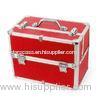Flannelette Red Makeup Train Case Travel Cosmetic Organizer Customized