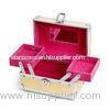Yellow Women Makeup Storage Box Beauty Travel CaseMirror Flock Customized