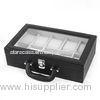 Black Leather Watch Box With Printed Logo Luxury Watches Packaging Boxes Zipper Closure